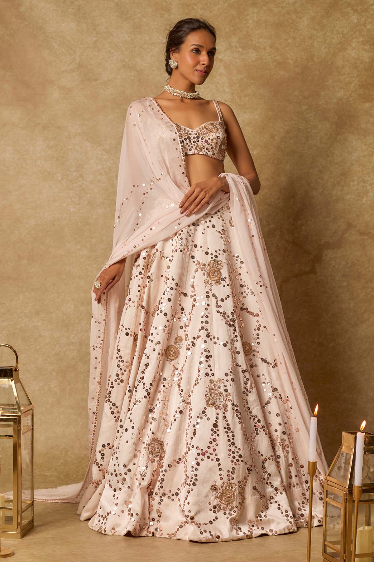 Buy Baby Pink Thread Lehenga Set by Masumi Mewawalla for women online at ScrollnShops